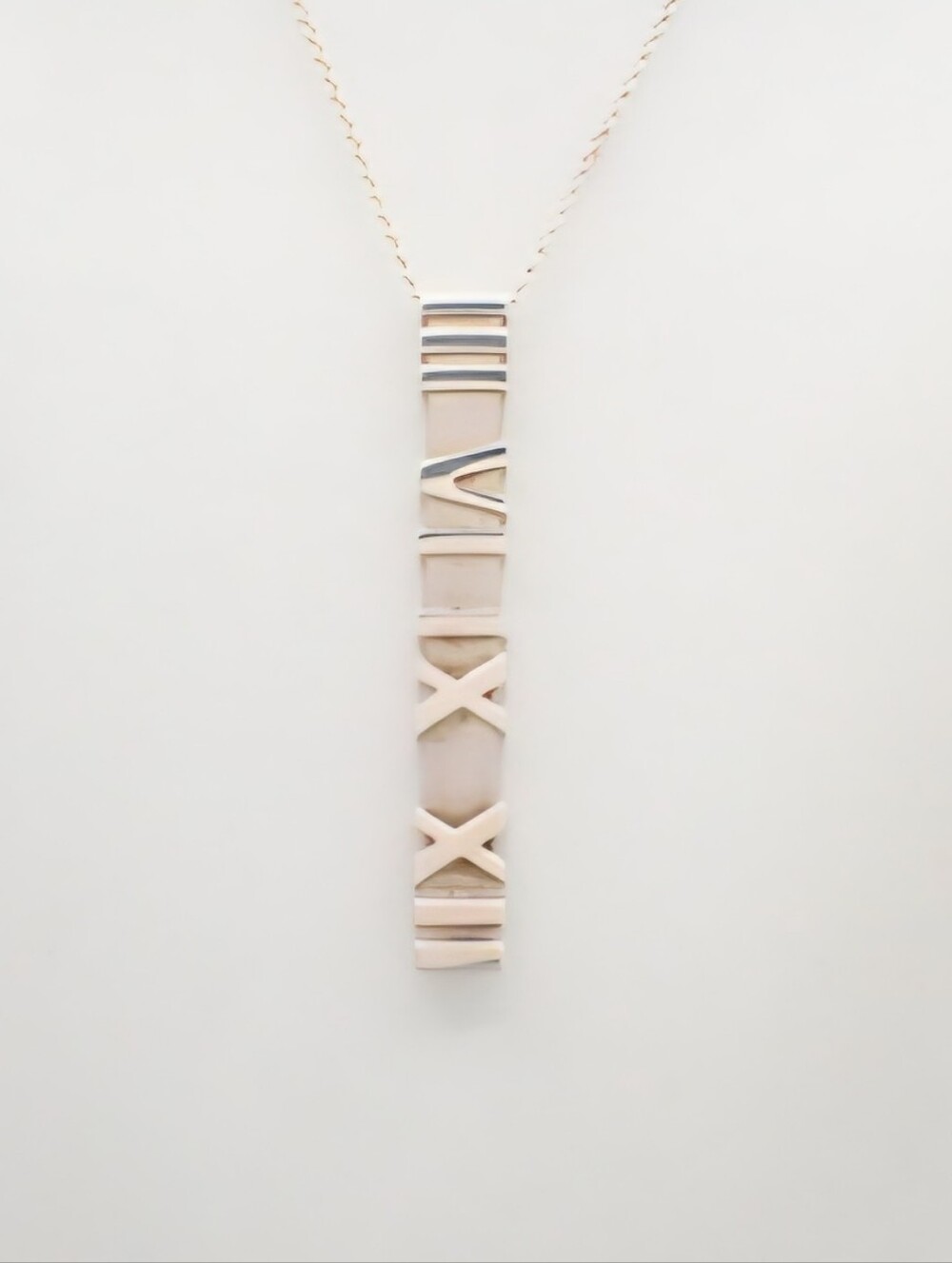 Tiffany And Co Silver Atlas Vertical Bar Pendant Necklace - Women Jewelry 925 - Picture 1 of 1